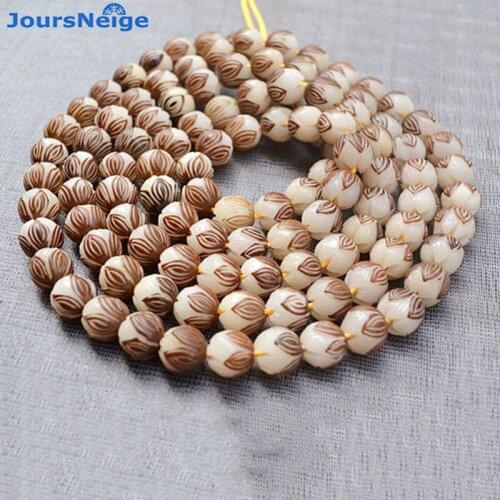 Wholesale Natural Bodhi Bracelet Carved Lotus 114 Bodhi Buddha Bead Hand String Pendant Men Women DIY Tibetan Style Necklace