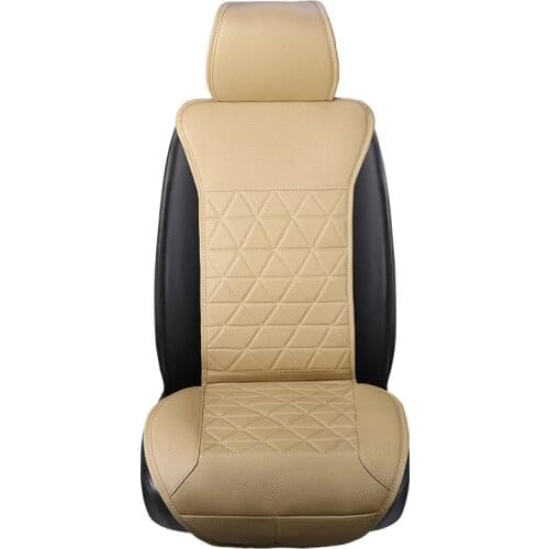New Leather Car Seat Cover with Backrest and Pocket Beige Cushion Protector Pad Mat for Auto Truck Suv Van Front Rear Seat