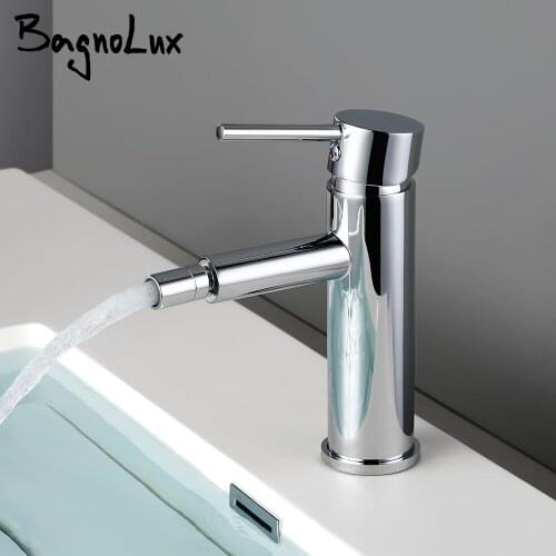 Bagnolux Solid Brass Polished Chrome Finish Bidet Single Lever Hot and cold Mixer Water Tap Bidet Fitting Taps Bathroom Faucet