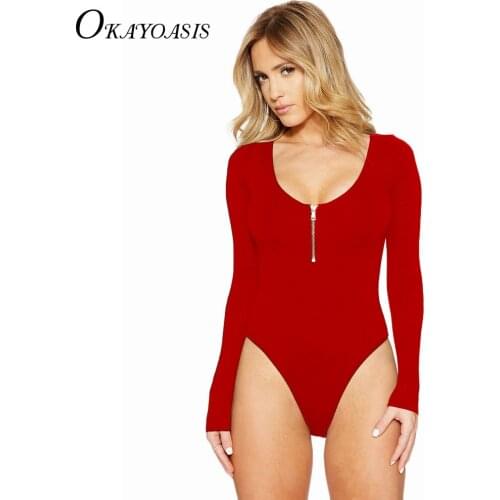 OKAYOASIS 2017 Bodysuit Plus Size Rompers Sexy Women Jumpsuit Long Sleeve Crop Tops 7 Color Short Bodysuit women