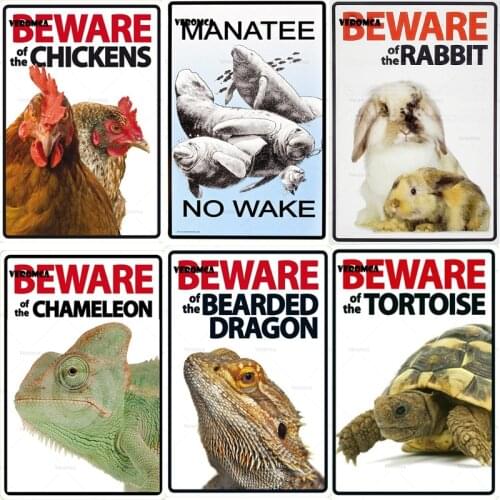 Beware Animals Plaque Vintage Metal Tin Signs Home Bar Pub Office Decorative Plate Rat Wall Sticker Garden Art Poster