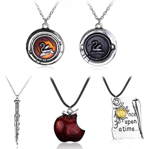Once Upon A Time Necklaces Regina Mills Red Apple Rumple Dark Ones Dagger Dwarf Rumpelstiltskin Snow White Pendants Jewelry