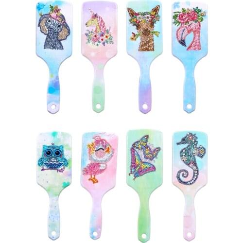 DIY Diamond Painting Combs Animal Air Cushion Comb Resin Diamond Painting Kit Mosaic Rhinestone Craft Comb Hair Styling Tool