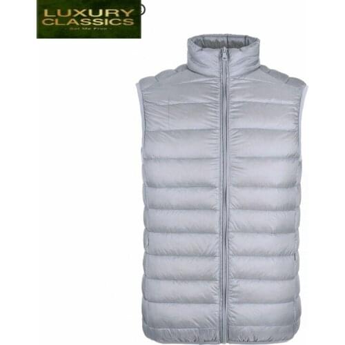 Size Men Sleeveless Plus Coat Winter Ultra Light White Duck Down Vest Male Slim Vest Mens Windproof Warm Waistcoat 9687