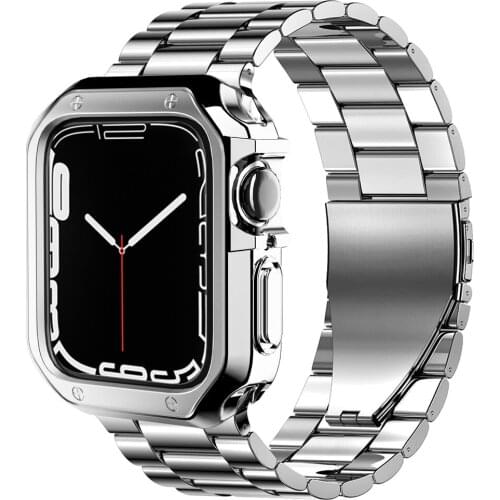 Strap for apple watch band 44mm 40mm iwatch 42mm 38mm silcione case+stainless steel bracelet for apple watch SE/6/5/4/3/2 +tool