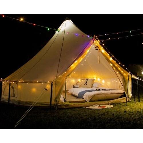 Camping 2 Person Tent Outdoor Luxury Glamping Cotton Canvas Waterproof Sun Shelter Hiking Traveling Pyramid Breathable