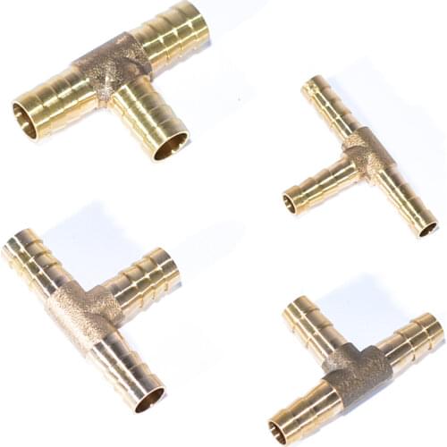 6mm 8mm 10mm 12mm Solid Brass T Piece 3 Way Fuel Hose Joiner Connector For Air Oil Gas Fuel Fuids