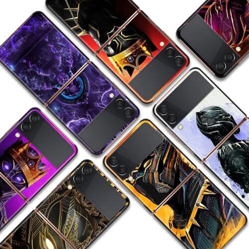 Marvel Black Panther Shockproof Cover for Samsung Galaxy Z Flip Flip3 5G Black Phone Case Shell Hard Fundas Coque Capa