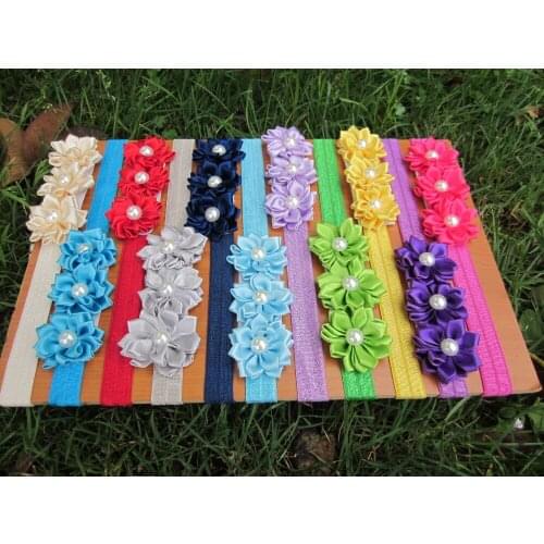 XIMA Satin Small Flower with 1.5cm Soft Headband Kids Hair Ornaments Hairband 16pcs/lot