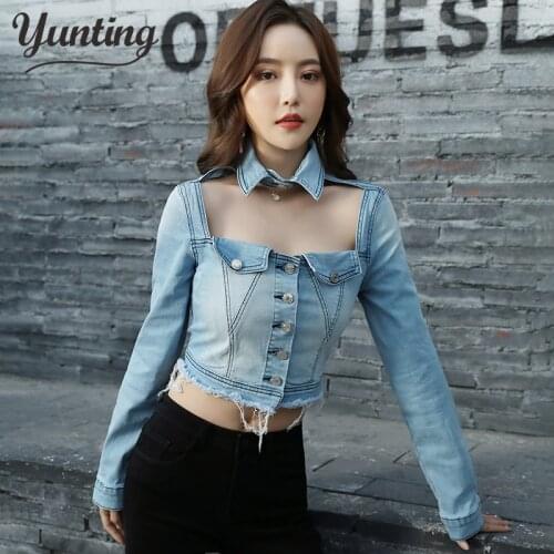 Women 2021 Short Casual Denim Coat New Autumn Long Sleeve Hot Fashion Sexy Jeans Jacket