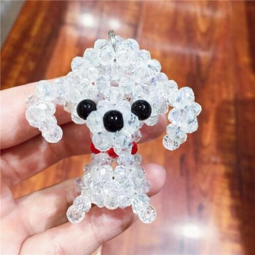 Cute Dog Keychain Austrian Crystal Colorful Hand Made Key Ring For Women Girls Bag Pendant Charms KeyChains As Gift