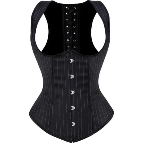 Womens Gothic Jacquard Underbust Corset Sexy Shoulder Straps Spiral Steel Boned Bustier Vest Corselet Plus Size S-6XL