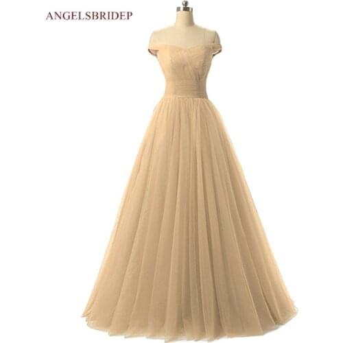 ANGELSBRIDEP Off-Shoulder Evening Dresses Long Tulle Floor-Length Robes De Soiree Women Formal Prom Party Gowns