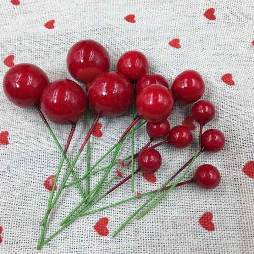 100 Pcs Artificial Red Holly Berry Christmas DIY Home Garden Decorations Christmas Supplies Party Decoration Gifts