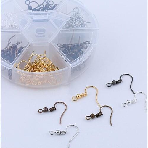 100pcs/lot 6 Colors Fashion Cheap Beads Iron Ear Hook Clasp With Bead Charms Earring Wires Fit DIY Jewelry Findings wholesale