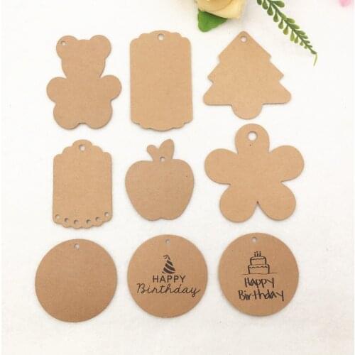 100 PCS Multi Style Kraft Paper Tags DIY Hang Tag Gift Wrapping Supplies Wedding Favors birthday party decoration price tag