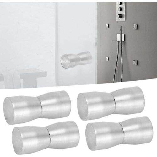 4pcs Door Pull Knobs Glass Door Handles Stainless Steel Pull Knobs Replacement for Home Bathroom Office