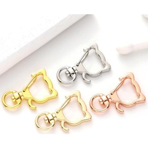 50pcs Metal Cat head Split Ring Keychains cat Key Chain Ring Split Rings Unisex Keyring Keyfob DIY Accessories