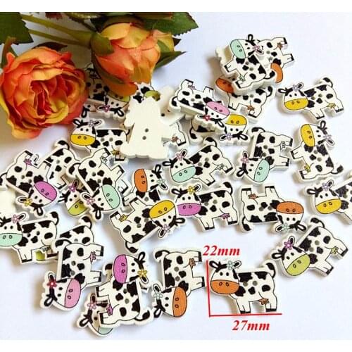 50Pcs Dairy cow Mixed Hot Air Balloon Promotions Scrapbooking 2 Holes Decorative Fabric Covered Wood Buttons Sewing accessorie