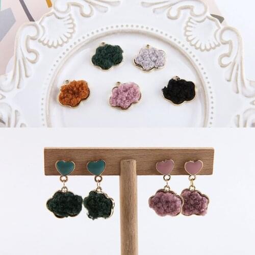 50pcs/lot color Imitation lamb hair core cartoon cloud/flowers shape alloy floating locekt charms diy jewelry earring accessory