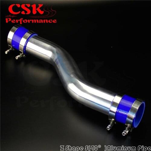 76mm 3" inch 40 Degree Z / S Shape Aluminum Intercooler Pipe Piping Tube hose + Silicone hose w/ T-clamps
