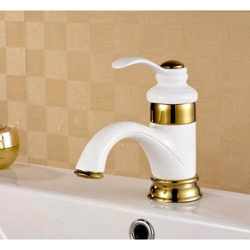 Free shipping Baked white paint basin sink faucet with top quality oil bronze brass bathroom basin sink mixer tap