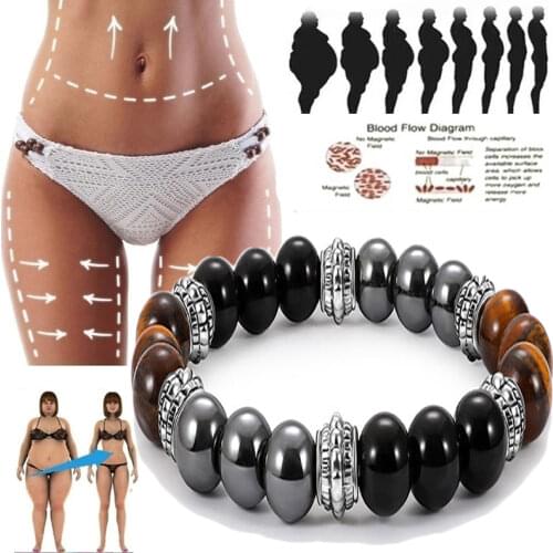 Black Frosted Magnetic Therapy Tiger Eye Bracelet Fashion Retro Unisex Black Agate Slimming Health Bracelet Mens Bracelet