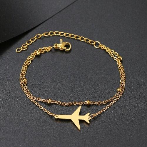 Stainless Steel Bracelets Airplane Classic Fashion Style Bracelet For Women Fine Fashion Jewelry Wedding Party Friends Gifts