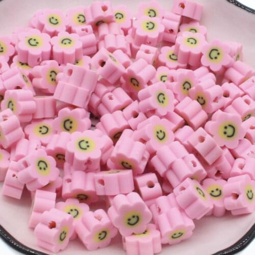 Pink Smile Flowers Polymer Clay Spacer Beads Sun Flower, for Jewelry Making,Earring Making Necklace Accessories 10MM