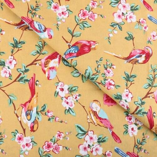 Nangchuang Yellow Magpie Cotton Linen Fabric For Sofa Curtain Bag Cushion Furniture Cover Handmade Hometextile Cloth 50x145cm