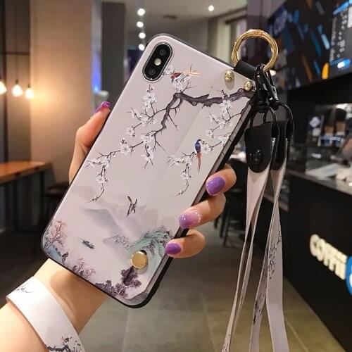 A51 A71 A41 A31 Note 10 Lite Case 3D Emboss Soft Neck Strap Wristband Holder Cover for Samsung S20 S8 S9 S10 Lite A50 A70 A30S