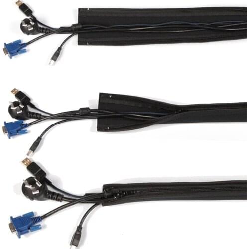 DIY Neoprene Cable Management Sleeve Zipper Wrap Wire Hider Cover Organizer 203B
