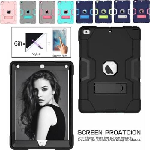 For Funda New iPad 9.7 2017 Case Duty Military Hybrid Shockproof & Drop Rresistance PC Silicone Case Cover for New iPad 9.7 2018