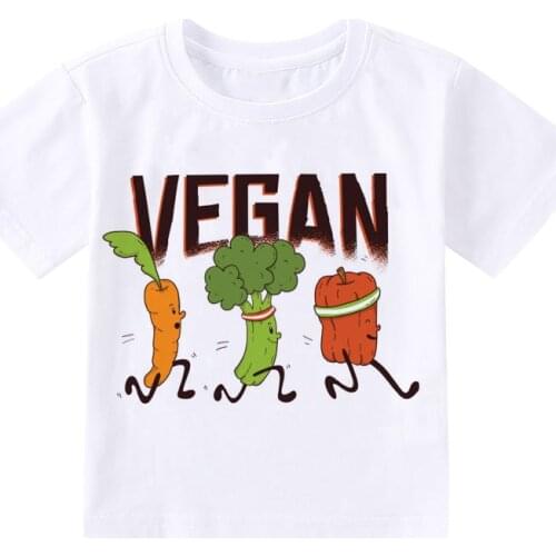 Summer 2020 New Printed Boys Tshirts Vegetarianism T Shirt Enfant Harajuku Vegetables Kids Tshirts For Girls Crew Neck Clothes