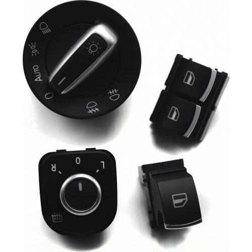 Chrome headlight Fog Lamp Mirror Window Control Switch Knob Button For Volkswagen VW Passat B6 Eos Golf 5 6 R32 GTI mk5 mk6 SET