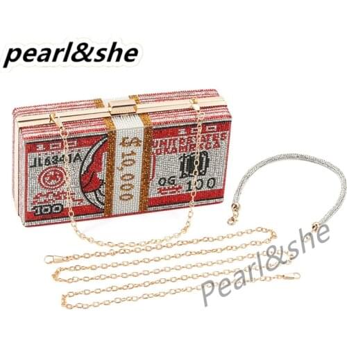 Money Clutch Rhinestone Purse Stack of Cash Unique Evening Clutch Handbag Shoulder Bag Crossbody Bag Rhinestone Handbag