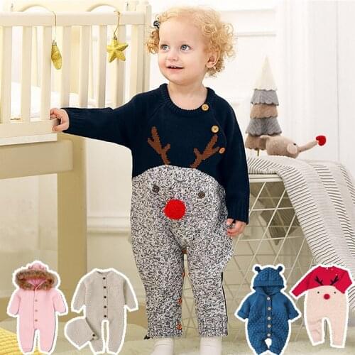 Newborn Infant Romper Unisex Baby Boys Girl Xmas Deer Clothes Hat Cotton Cute Romper Pullover Jumpsuit Outfit Christmas Costume