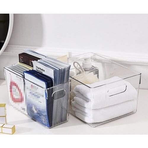 Kitchen Pantry Cabinet Refrigerator Food Book Storage Bins with Handles Drawer Organizer Snacks Sundries Cosmetic Container Box