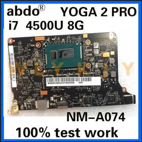 Abdo NM-A074 motherboard for Lenovo YOGA 2 PRO YOGA2 PRO 13 notebook motherboard CPU i7 4500U 8G RAM 100% test work