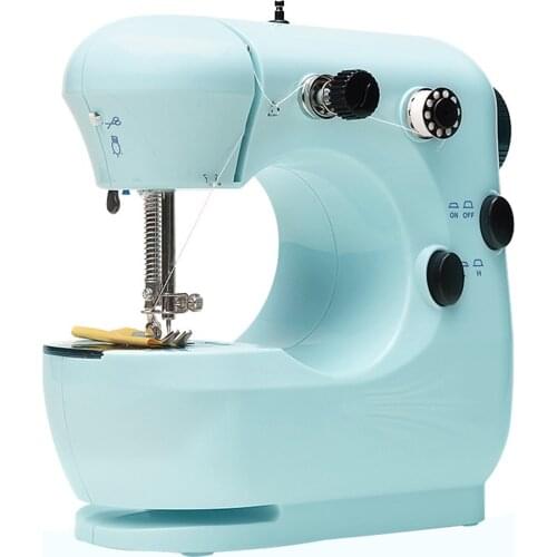 Mini Electric Handheld Sewing Machine Dual Speed Adjustment with Light Foot Double Threads Pendal Sewing Machine