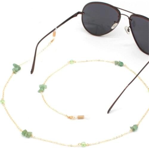 Fashion Irregular Green Stone Beads Charm Sunglasses Lanyard Strap Necklace Eyeglass Glasses Chain Cord For Reading Glasses