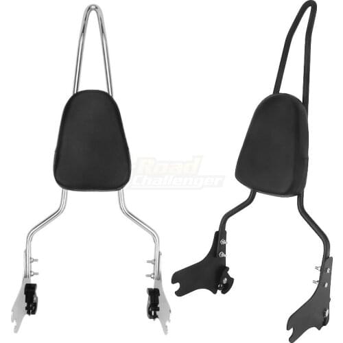 Motorcycle Black Chrome Passenger Rear Sissy Bar Cushion Pad For Harley Touring Road King Glide 1998-2008 07 06 05 04 03 02 01