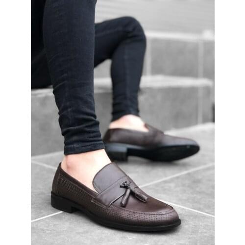 BA0129 In Non-Genuine Leather Brown Tassels Corcik Classic Men 'S Shoes