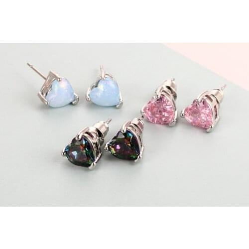 New Fashion Elegant Heart Natural Stone Stud Earrings for Women Party Jewelry