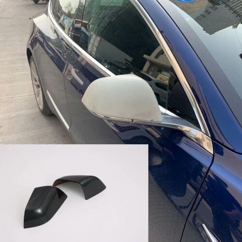 Novel style 2PCS ABS Chrome plated/Carbon fiber style Rear view door mirror cover Auto supplies For Tesla Tnc Model 3 2017 2018
