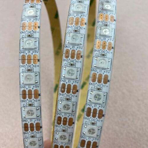4m 60LEDs/m DC5V addressable WS2812B led pixel strip,waterproof by silicon coating,60pcs WS2812B/M with 60pixels;WHITE PCB