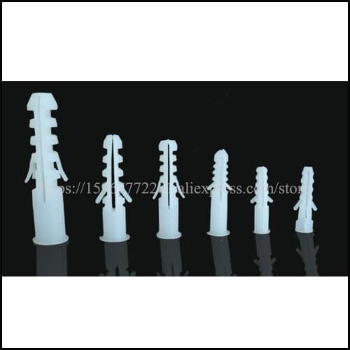 100PCS PE roundness Plastic expansion pipe M10*40mm M10*50mm rubber plug plastic pipe nylon column expansion screw wall plugs