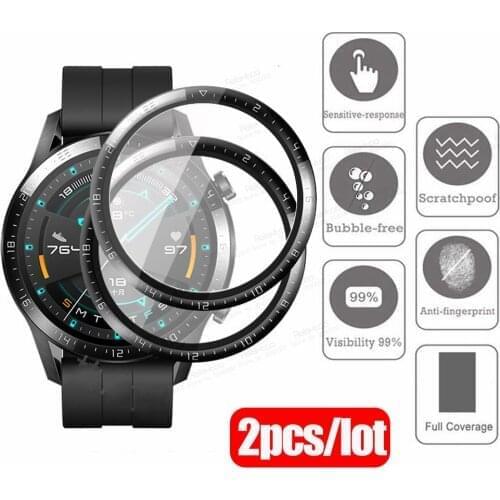 2pcs Film For Huawei Watch GT2E GT 2E GT2 E GT 2 46mm Curved Soft Fibre Smartwatch Full Screen Protector film not tempered Glass