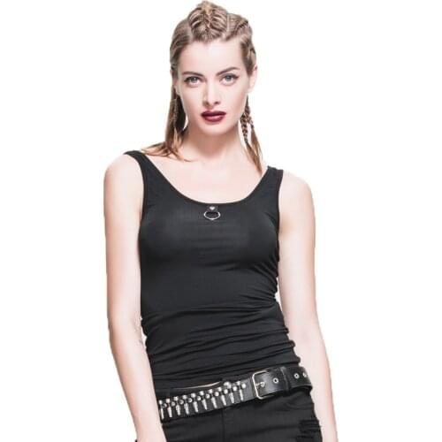 Slimming Fitted Fashion Womens Summer Steampunnk Vest Sleeveless Sexy Gothic Punk Tank Tops With Sligh Elastic TT037