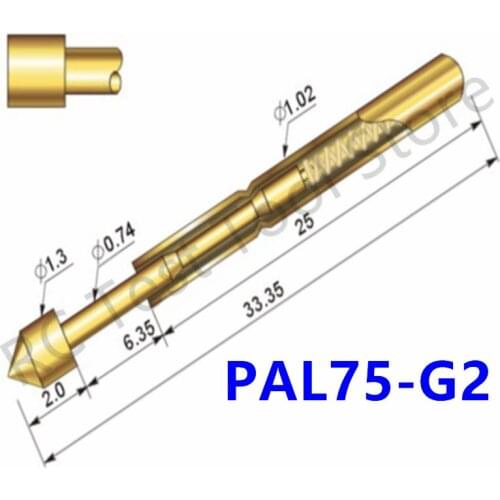 Durable Brass Spring Test Probe PAL75-G2 Household Metal Spring Test Probe Sleeve Length 33.35mm Spring Test Probe 100 / PCS